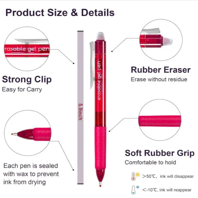 26 Pack Erasable Gel Pens, Retractable Fine Point Clicker Pens in 15/26 Assorted Colors, Smooth Writing and Easy to Use for Students, Teachers and Artists, Drawing Writing Planner and Crossword Puzzles,magical pen,gift,Colorful Crafts