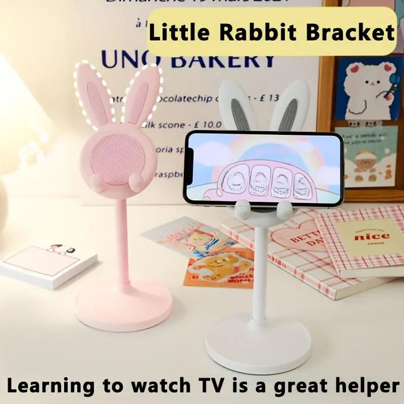 Cute Rabbit Design Phone Holder, Universal Smartphone Holder, Adjustable-Height Phone Stand, Desktop Cellphone Holder Stand for Home Office, Phone Accessories, Cell Phone Mounts, Mobile Mount