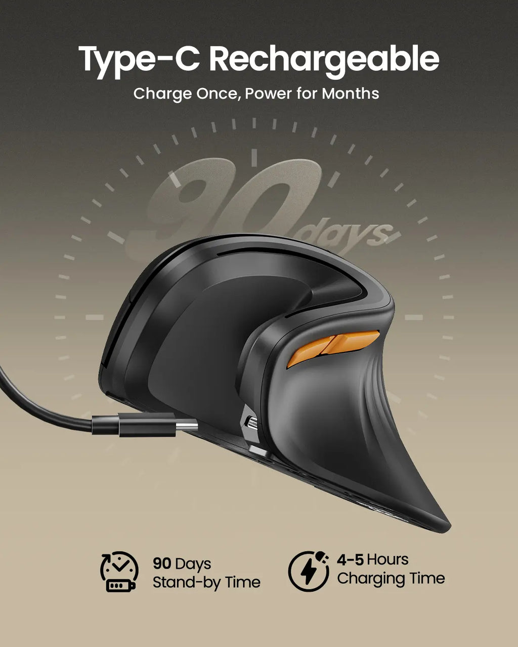 ProtoArc Ergonomic Bluetooth Vertical Mouse, EM11 NL Wireless Rechargeable Optical Mice, Computer Gaming Mouse with 3 Multi-Device, 3 Level Adjustable DPI, TikTokShopBlackFriday, TikTokShopCyberMonday,summerwins