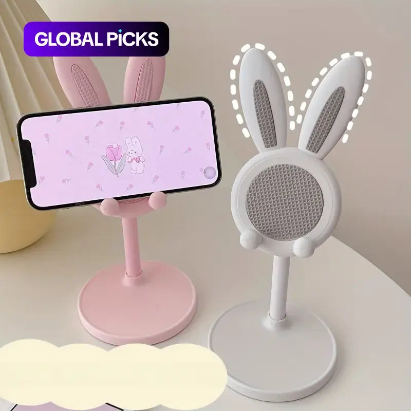 Cute Rabbit Design Phone Holder, Universal Smartphone Holder, Adjustable-Height Phone Stand, Desktop Cellphone Holder Stand for Home Office, Phone Accessories, Cell Phone Mounts, Mobile Mount
