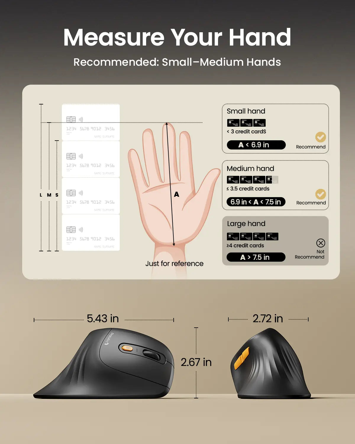 ProtoArc Ergonomic Bluetooth Vertical Mouse, EM11 NL Wireless Rechargeable Optical Mice, Computer Gaming Mouse with 3 Multi-Device, 3 Level Adjustable DPI, TikTokShopBlackFriday, TikTokShopCyberMonday,summerwins